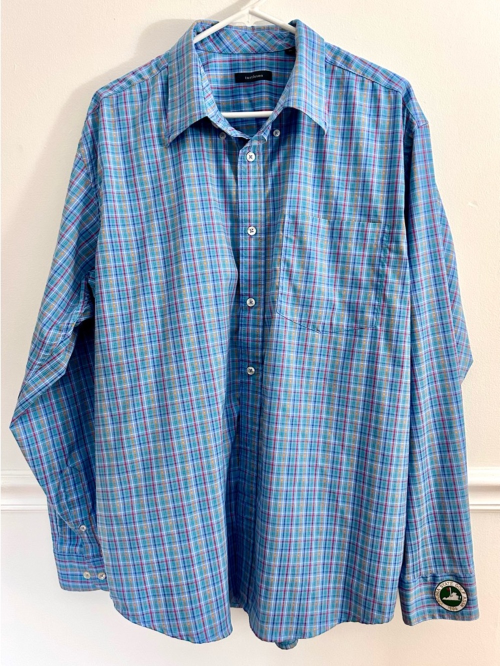 Turtleson Men’s XL Performance Sport Shirt Plaid VA State Gold Association VGSA